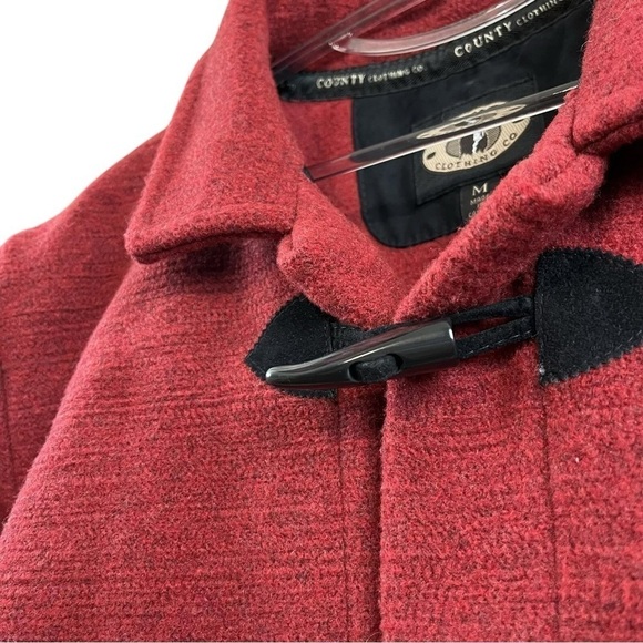 County Clothing Co Toggle Colorblock Striped Coat Jacket Red Cream Gray Size M - Picture 4 of 7